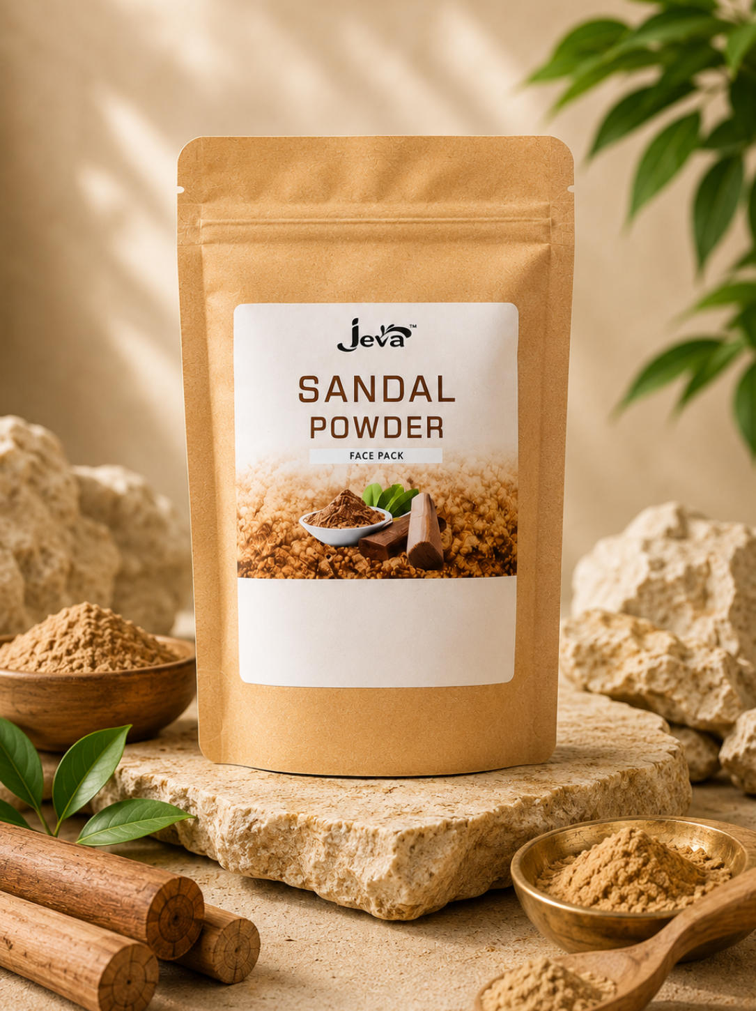 Jeva Sandalwood Powder Face Pack for Skin Brightening & Glowing Skin 100Grms