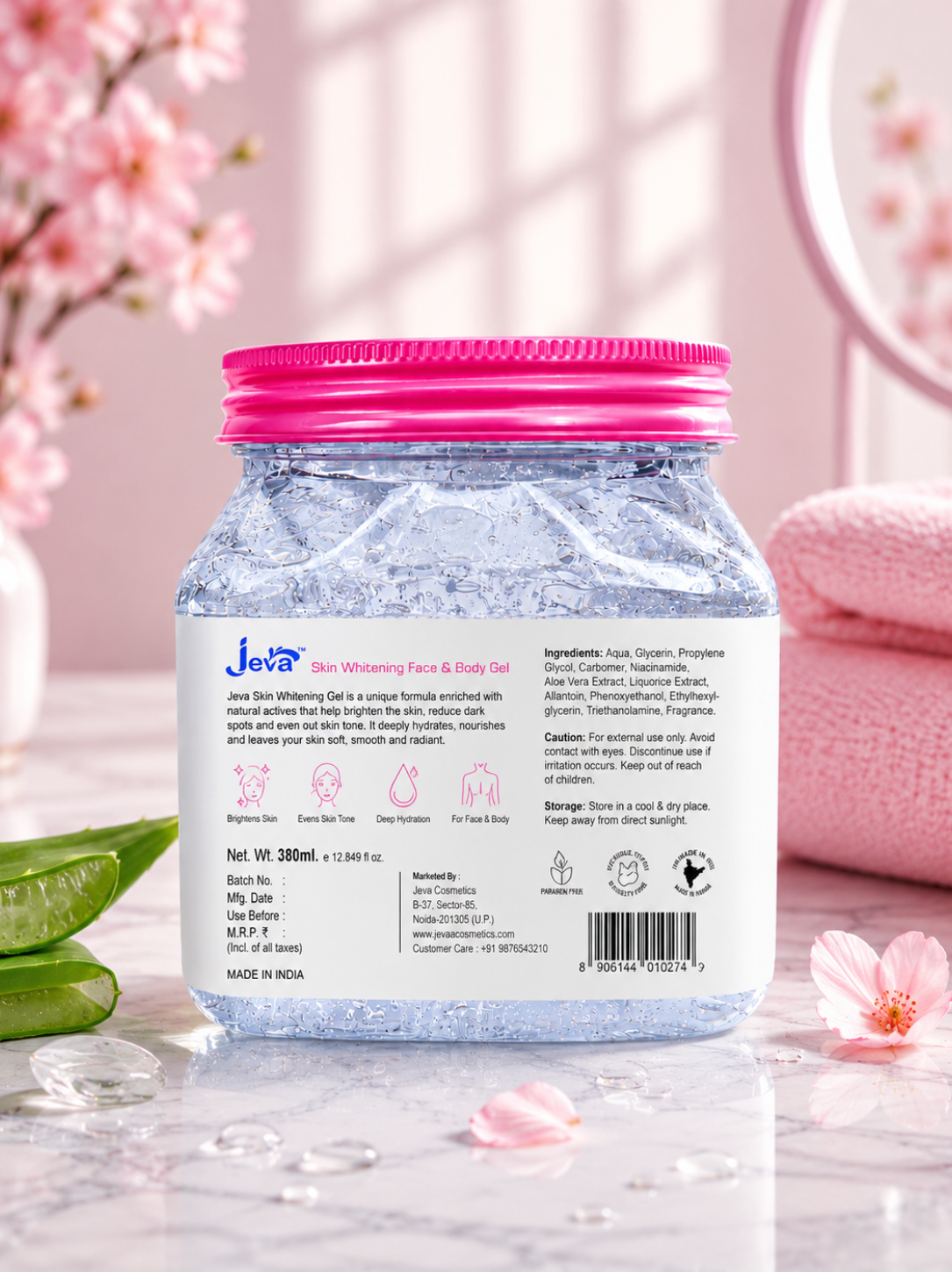 Jeva Skin Whitening & Brightening Instant Glow Gel For Normal To Dry Skin