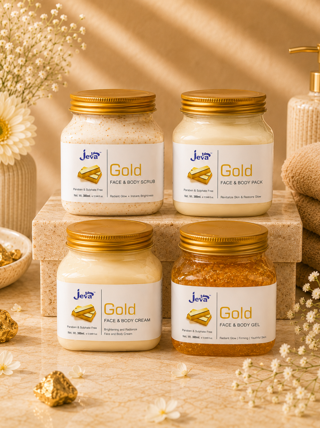 Jeva Gold Brightening & Rejuvenation Eco Facial Kit( Pack of 4 )