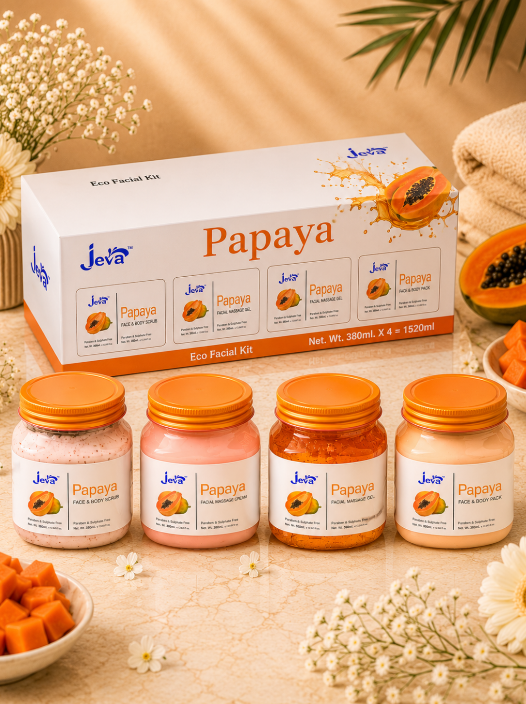 Papaya eco facial kit 380gm x 4pc