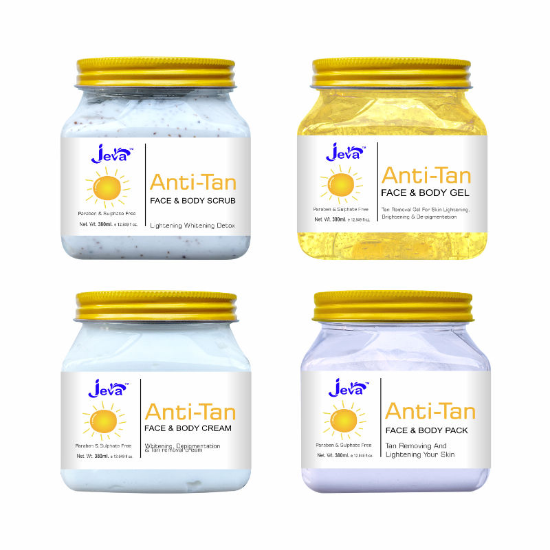 Jeva Anti Tan Eco Facial Kit for Skin Brightening & De-Pigmentation (Pack of 4 )