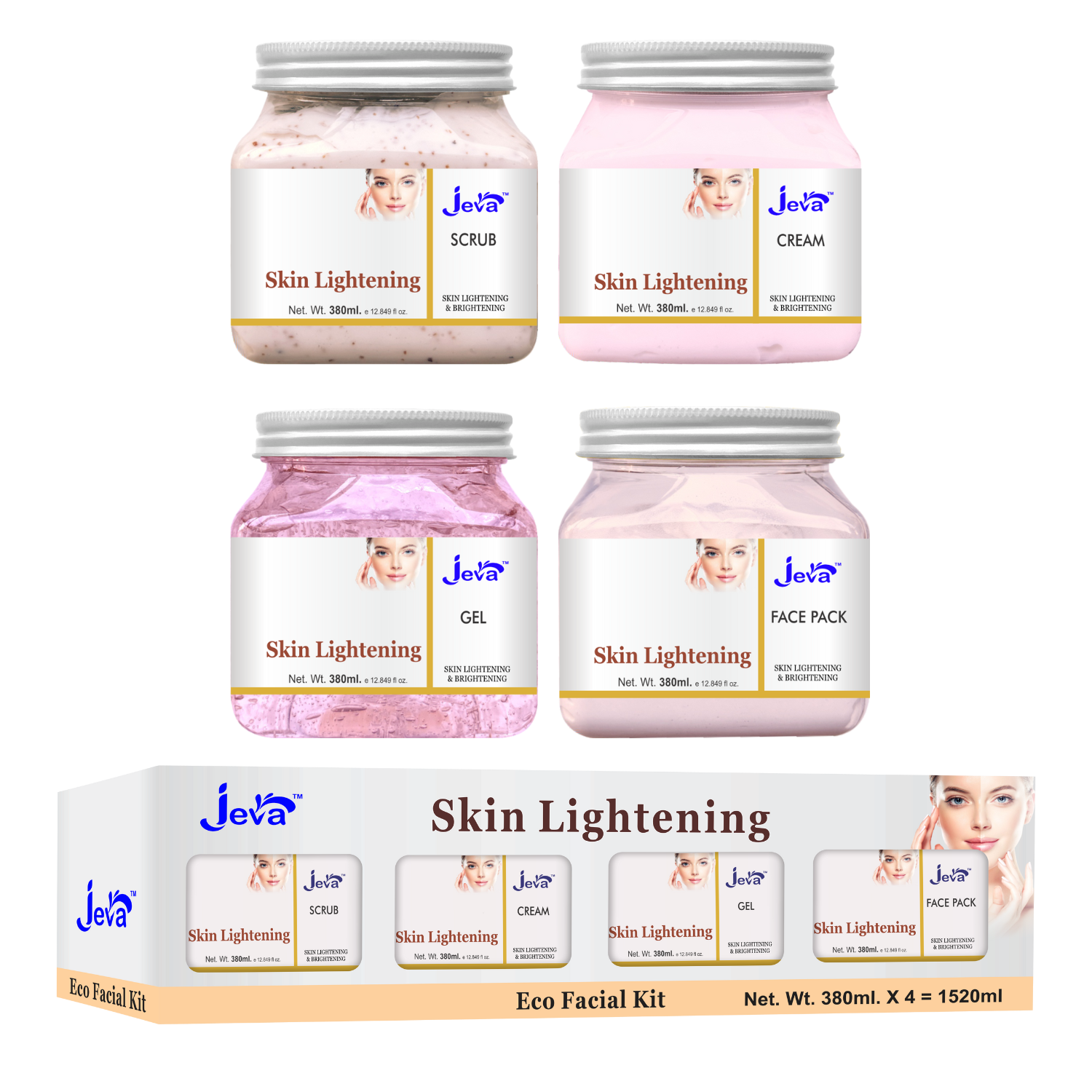 Skin lightening eco facial kit 380gm x 4pc