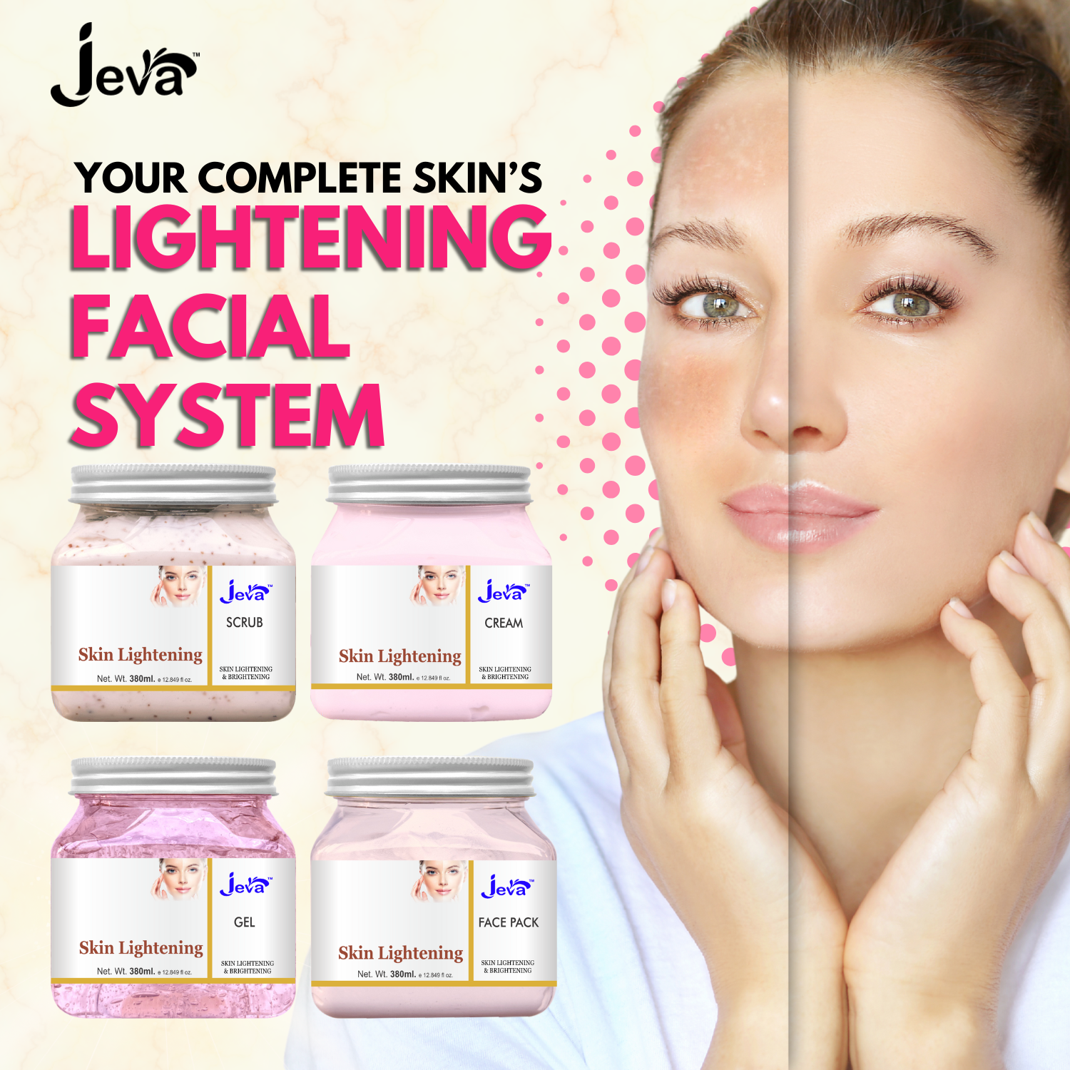 Skin lightening eco facial kit 380gm x 4pc